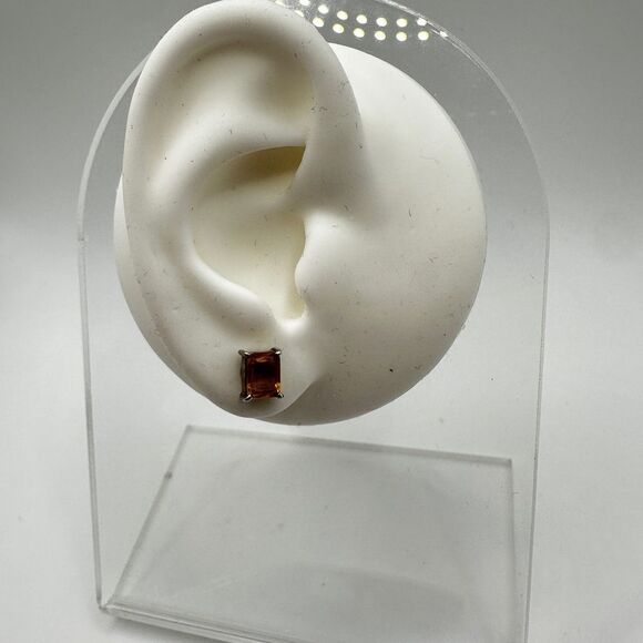 Genuine emerald cut citrine stud earrings in sterling silver! - Picture 7 of 7